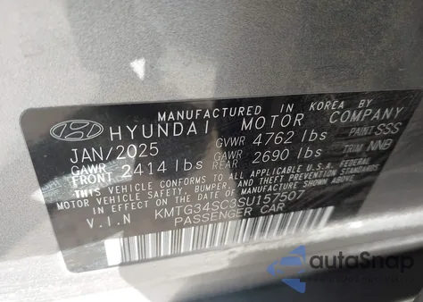 2025 Genesis G70 2.5T Rwd из США, поврежденный, VIN KMTG34SC3SU157507